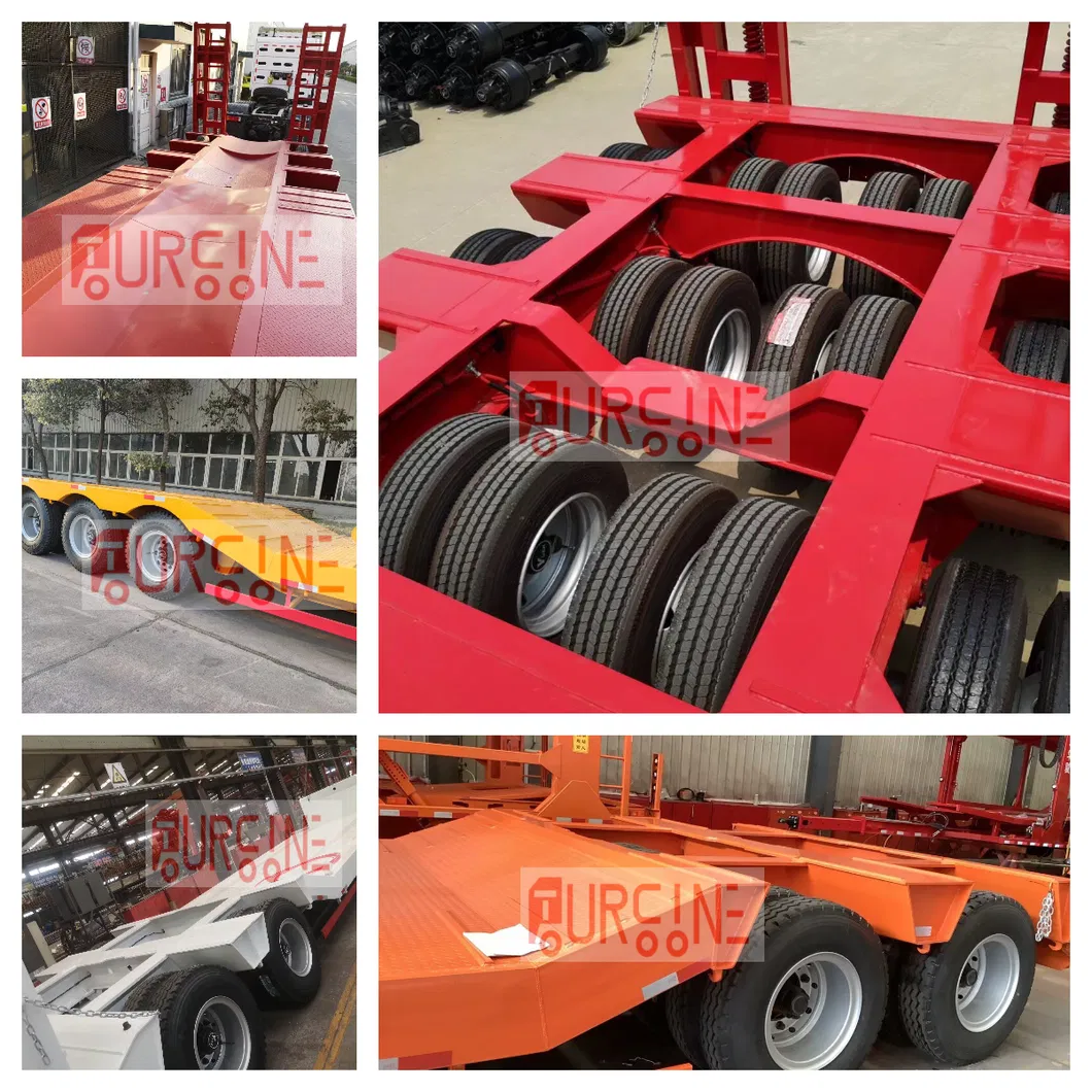 Strong Loading 60 Ton 3 Axle Lowbed Trailer For Construction Equipment Transportation
