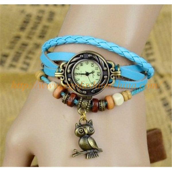 Owl Bird Pendant Watch Vintage Bracelet Watch Genuine Leather Watch Strap Quartz Watches