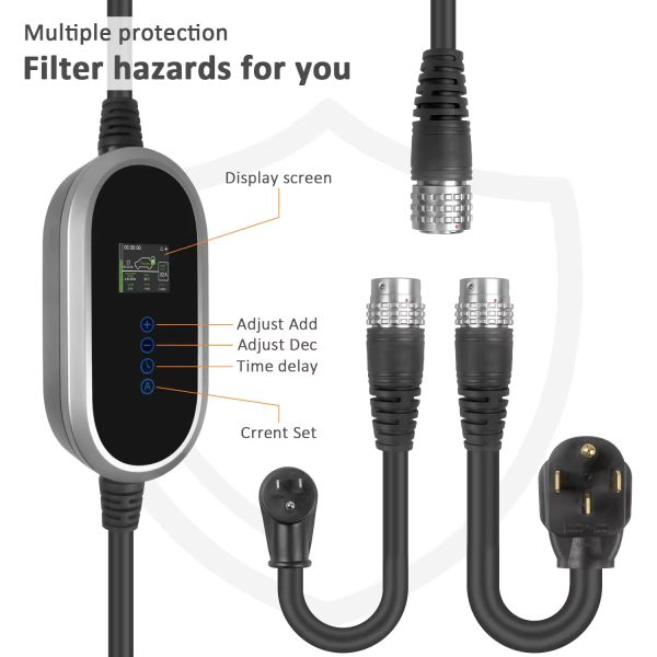 50A 240V 16ft NEMA 14-50P Mobile Ev Car Charger Portable Tesla Car Charger