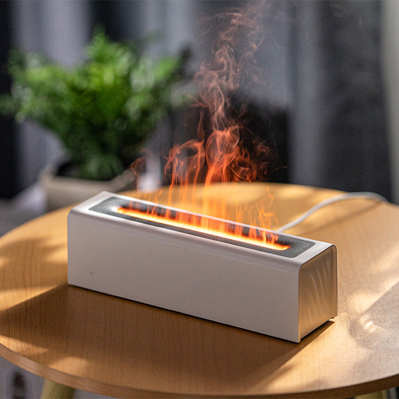 FUSMLI 180ML Eco-Friendly Lightweight Ultrasonic Humidifier & Aroma Diffuser with Flame Light & LED 30dB Quiet Type-C Portable