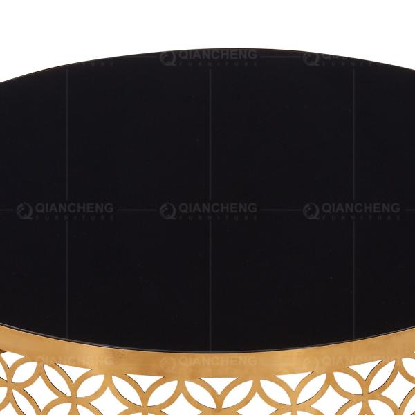Round Black Dia 95cmx40cm SS Coffee Table Glass Top Stainless Steel base