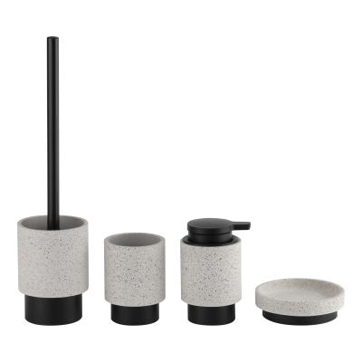 White Polyresin Terrazzo Bathroom Accessories Bath Countertop Set Round Terrazzo Soap Dispenser