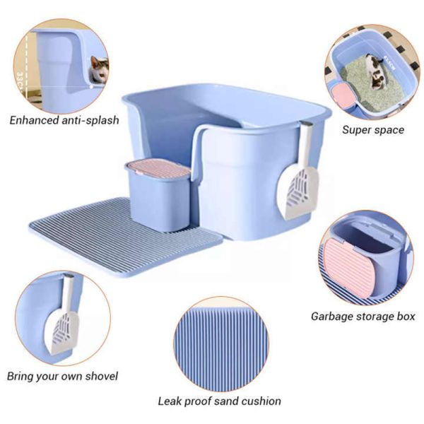 fournitures pour animaux de compagnie PP Produits de nettoyage en plastique pour animaux de compagnie Set Biodégradable Cat Litter Box
