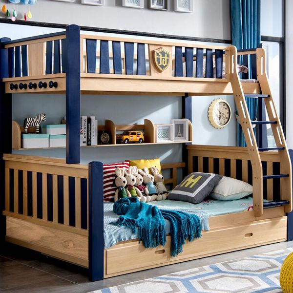 Wood Kids Teenager Bunk Beds Twin Over Full Bedroom Sets OEM