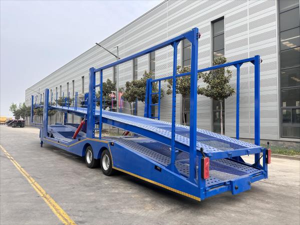 CIMC 2 or 3 axles skeleton type truck 5 to 10 car carrier Tandem Trailer With Ramp Double Deck Auto Car Carrier Semi Trailer