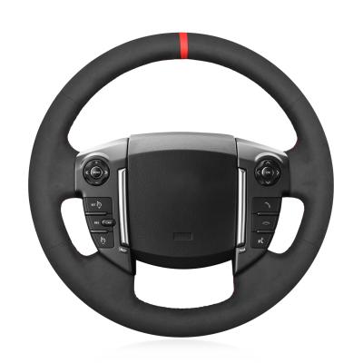 High Quality Customized Hand Sewing Suede Steering Wheel Cover With Red Stripe for Land Rover Discovery 4 2010-2016