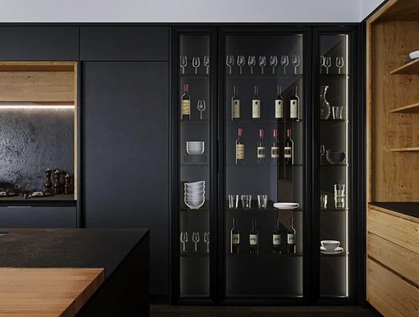 Custom Luxury Wood Grain MDF Moisture-Resistant Frameless Kitchen Cabinets Dubai Skyscraper Project Bulk Supplier Sink Apartment
