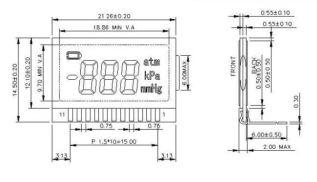 RoHS SGS VDD 2.7V FSTN Сегментный ЖК-дисплей для весомера
