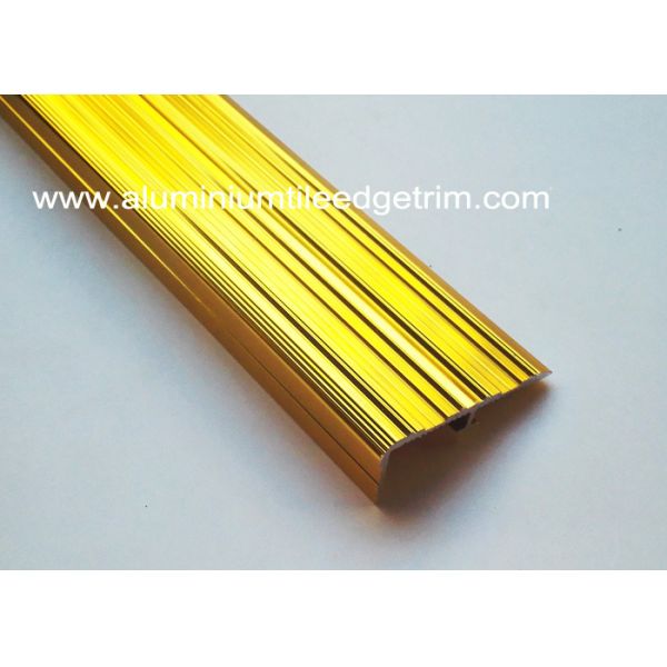 Anti Slip Aluminum Stair Nosing For Concrete Stairs Gloss Anodized Deep Gold Color