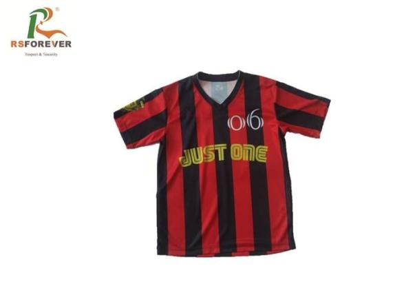 Slim Fit V Neck Custom Printed T Shirts Gym Sport Polyester Short Sleeve