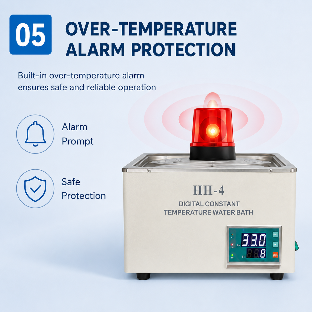 Cenlee Four-Hole PID Digital Thermostatic Water Bath 100°C 800W for Biology Sample Warming and Incubation