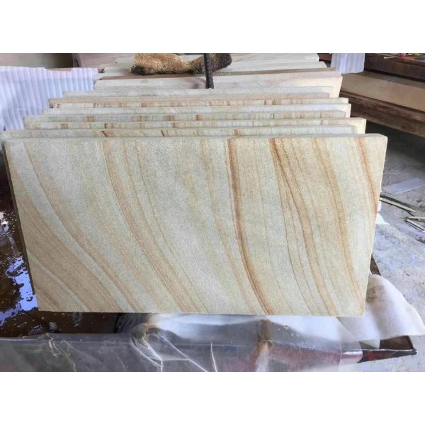 Wooden vein wood grain Sandstone natural sawn cut honed tile slabs
