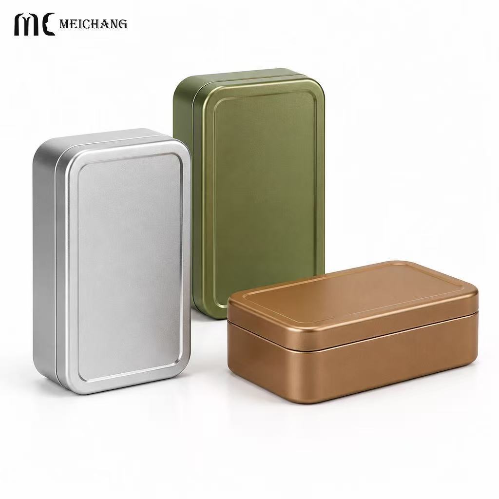 Rectangular Matte Tin Box with Separate Lid, Rounded Corners and Custom Logo Options (MC-810）