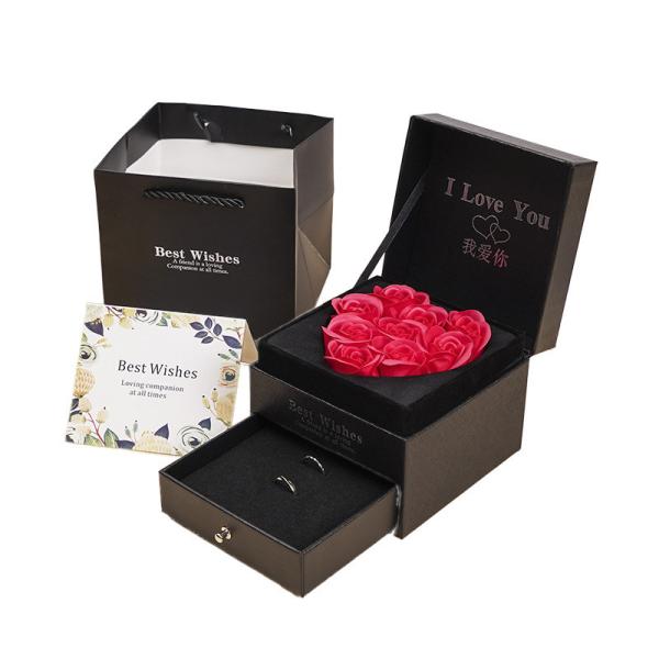 Recyclable Gift Rose Double Corrugated Cardboard Drawer Box With Window