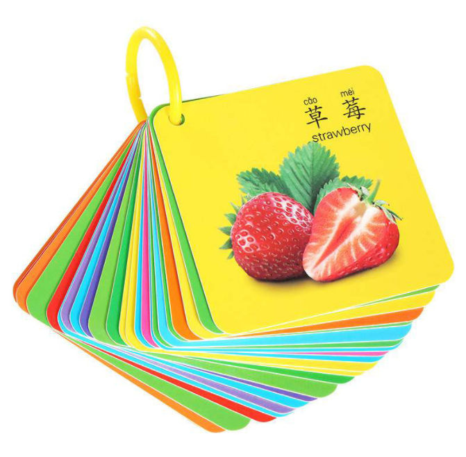 Square Shape Rigid Cardboard Kids Education Flash Cards 2mm Thick