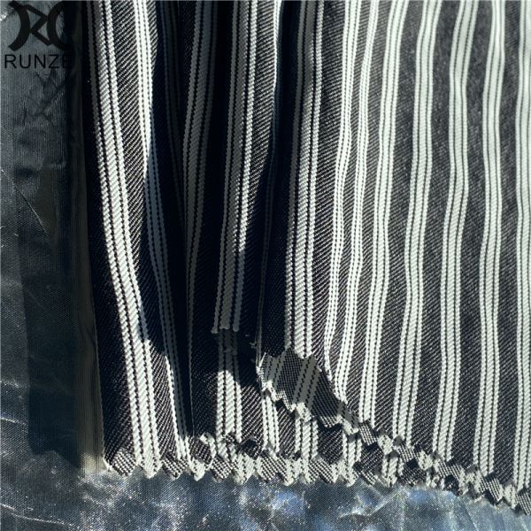 Striped Soft Textured Polyester Cotton Blend Fabric for Women's Clothing and Dresses