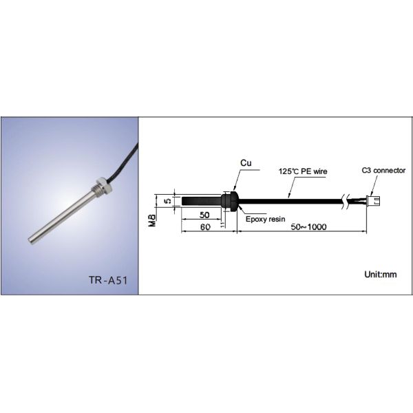 M8 parafusam o sensor de temperatura industrial rosqueado do da ponta de prova para Heater Water Tank