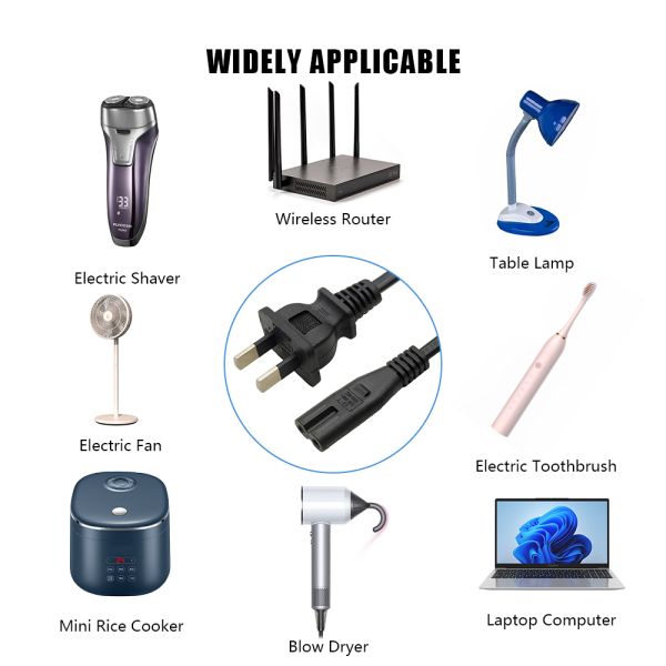 HENG-WELL Customized 2 Pin Power Cord CCC Certificated AC Cable with C7 Plug for Home Appliance and Instrumentation