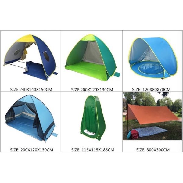 150*150*90CM Outdoor Waterproof Pop Up Canopy Tent Sunproof Silver Coated 190T Polyester Automatic Beach Shelter