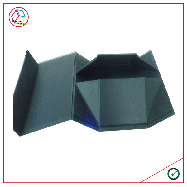 Full Color Printing Blue Fancy Paper Gift Box Foldable Matte Varnish
