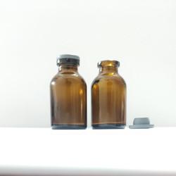 Frasco para Injecção de Vidro Ambrado Fechado com rolha de borracha em 20 ml 30 ml 100 ml Capacidade