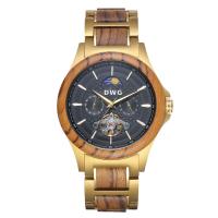 Les montres-bracelet des hommes automatiques de l'or 18k en bois d'acier inoxydable imperméabilisent