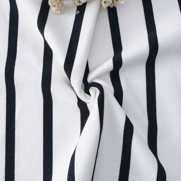 Durable Cotton French Terry Fabric 225g 32S Double Yarn Striped Lycra Texture