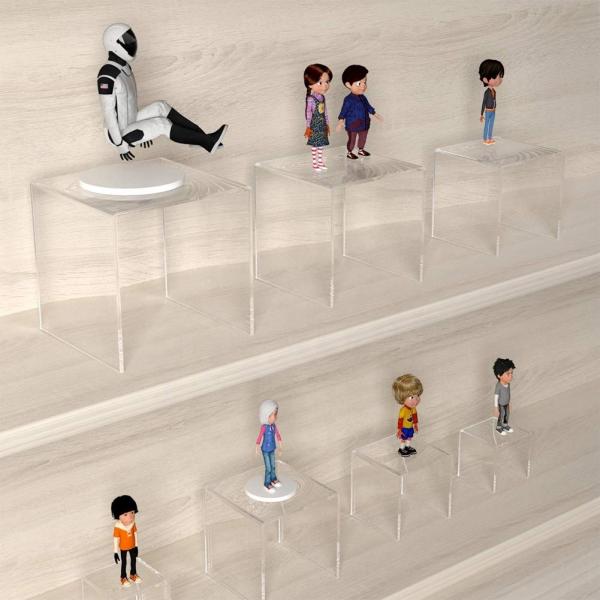 2 Inch 12 Inch  Square Acrylic Riser Displays Nesting Clear Display Stand