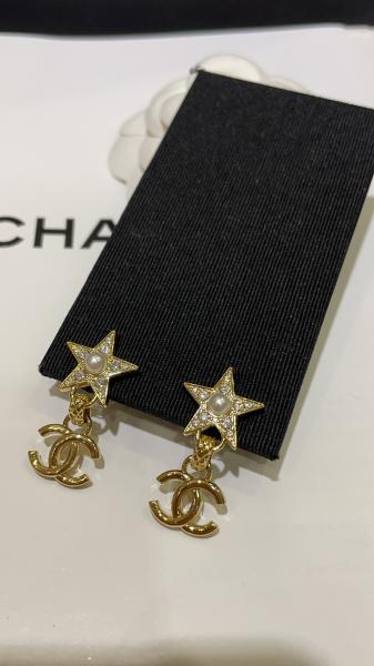 2024B Gold Plated Star Pearl Double C Earrings 18K Hypoallergenic