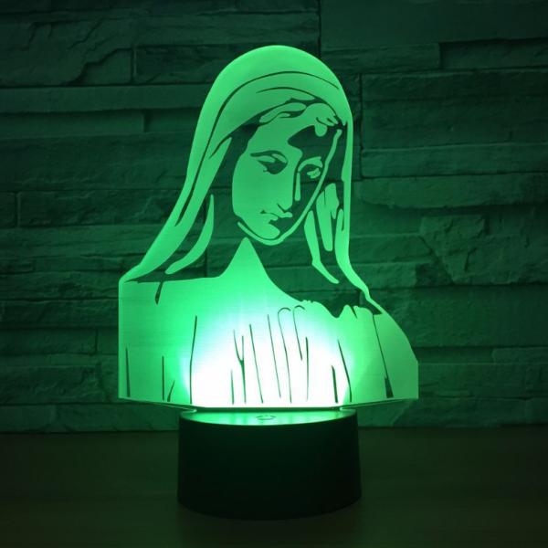 Virgin Mary 7 Colors Change 3D LED Night Light with Remote Control Ideal For Birthday Gifts And Party Decoration