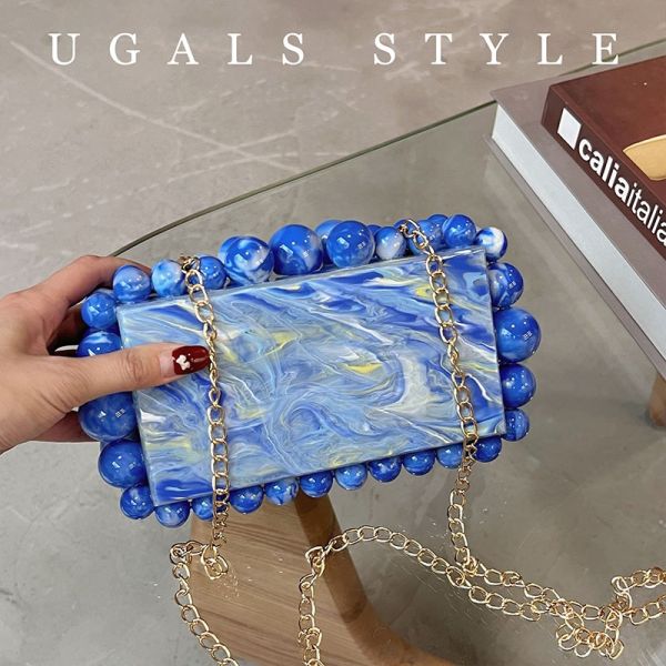 Lucite Luxury Acrylic Box Handbag Clutch Women Bridal Purse Party Prom Glitter Bucket