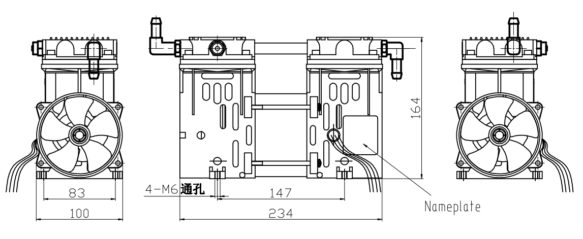 Vacuum Atomizing Oilless Air Compressors Ball Bearings 60L/M 185 Kpa