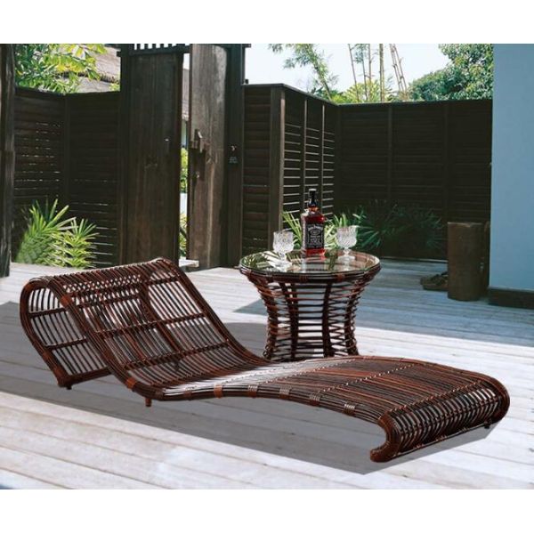 Leisure Aluminium Outdoor Garden wicker beach chair PE Rattan patio Chaise Lounge chairs