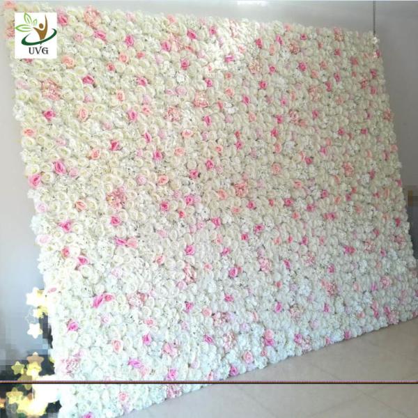 UVG 8ft white photography backdrops in silk wedding flower wall for event stage decoration CHR1122