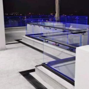 Modern Frameless Glass U Channel Railing with 12-20mm Tempered Glass for Outdoor Use