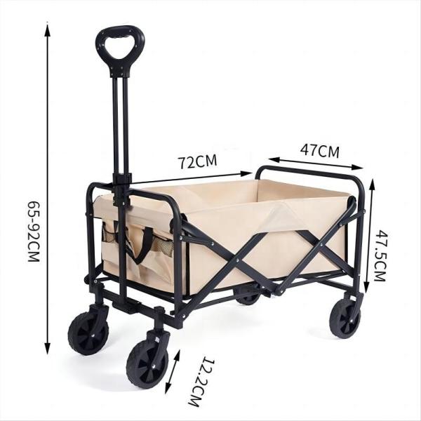 80L Folding Wagon Cart with 5 PVC Wheels and Adjustable Handle