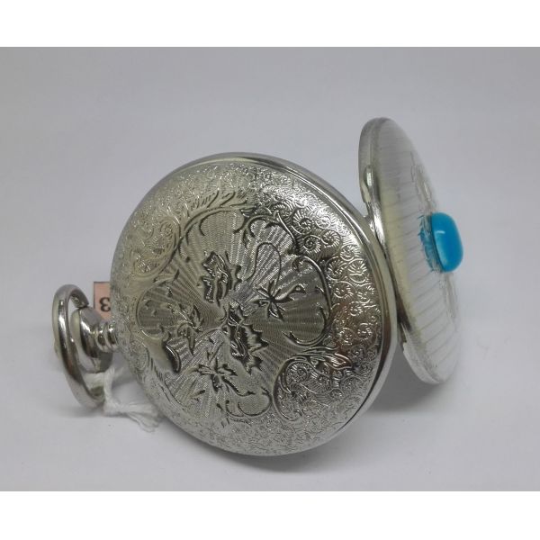 Classical Silver Pocket Watches For Men Quartz With Pendant Chain Fashion