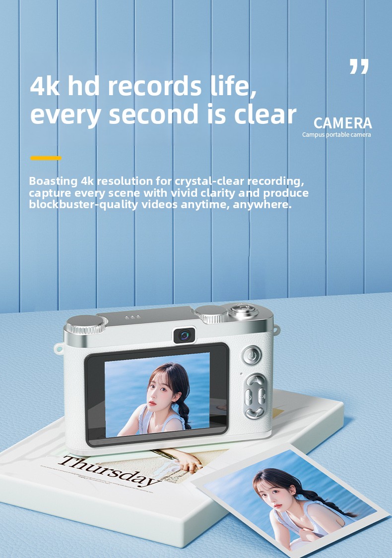 CCD Digital Camera for Self-portraits & Beginners 50MP 8x Optical Zoom Full HD Video Retro Portable Compact Camera Smile Capture