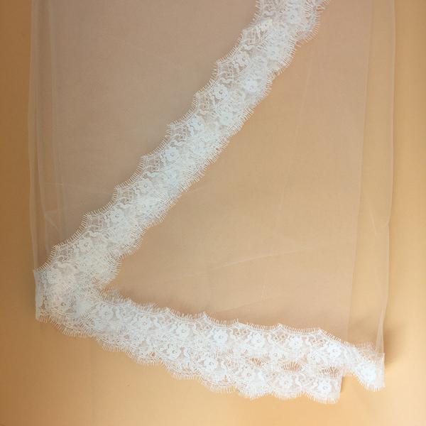 39‘’--118‘’ Ivory/White Bridal Veil Eyelase French Lace Edge  Wedding Accessories