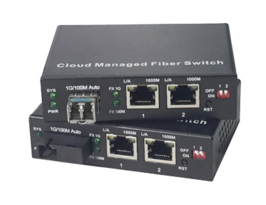 Cloud Managed Fiber Switch Gigabit 2-Port 10/100/1000Base-Tx and 1-Port 1000Base-Fx