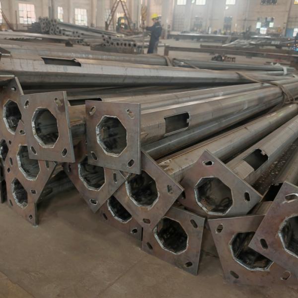 Hongxin Q235 Octagonal Hot-dip Galvanized Street Lighting 25FT Steel Pole with Single Arm & Base Plate