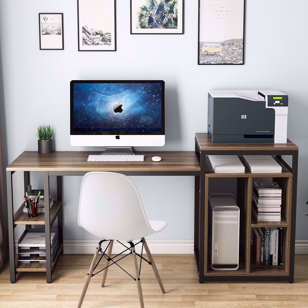 Commercial Soho Home Office Desk with Book Shelves Modern Furniture Metal and Wood