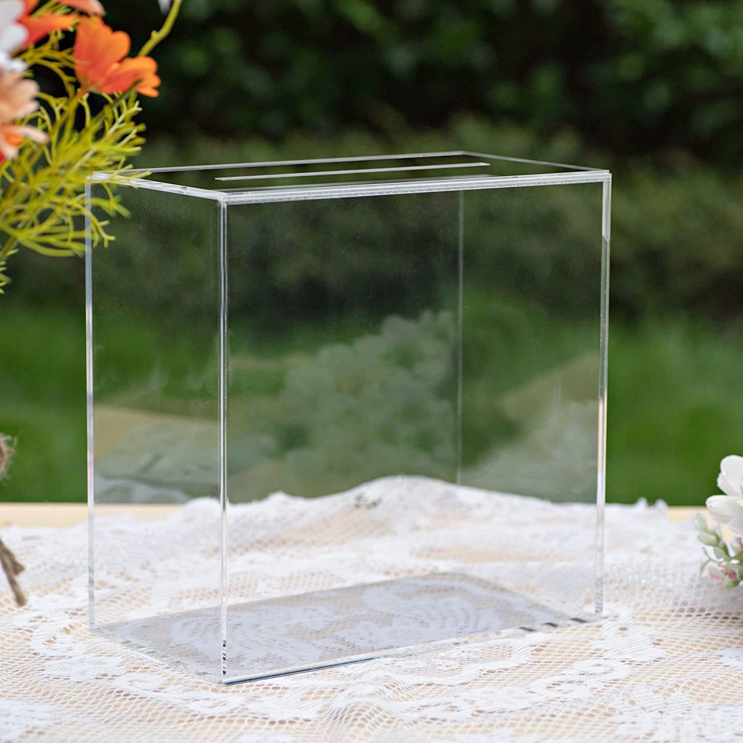 Clear Large Plexiglass Display Case For Wedding Card Modern Stylish For Wedding Reception Graduation Party