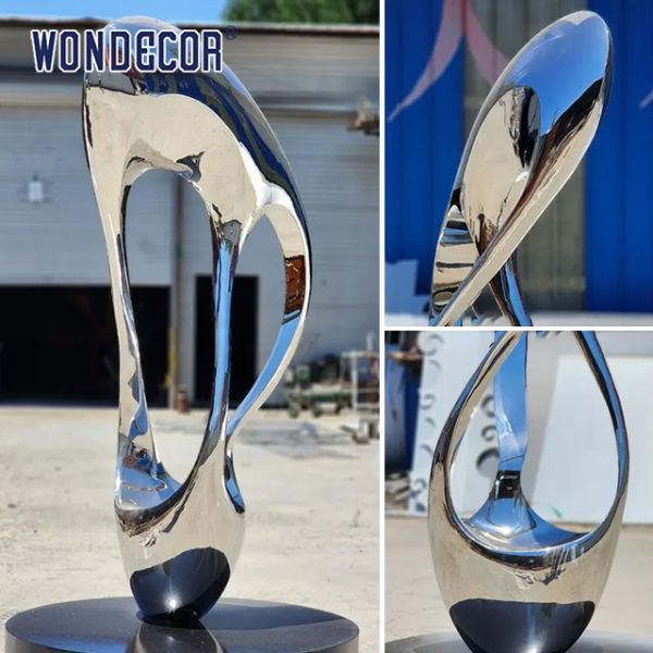 Modern Outdoor Garden Metal Sculpture Abstract Irregular Twisted Ring