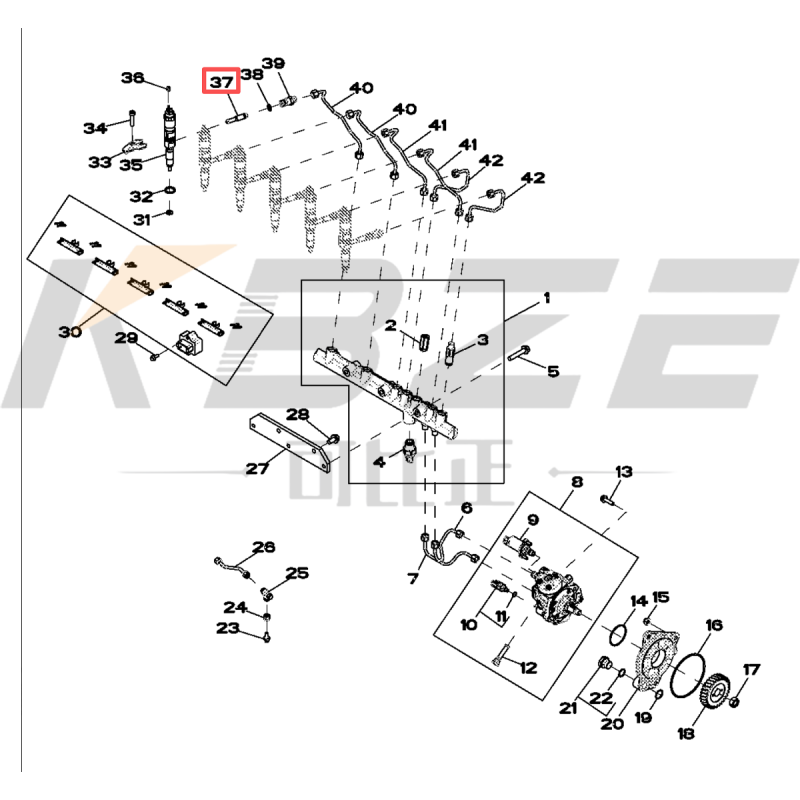 KBZE RE522594 INJECTOR FUEL SIDE FEED TUBE REPLACE FOR JOHN DEERE 6090 ENGINE INJECTOR