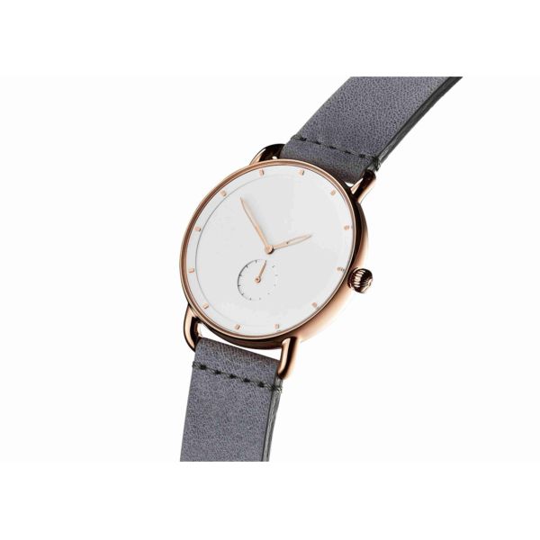 5ATM water resistant Grey leather wrist watch rose gold quartz watches bezel japan movt