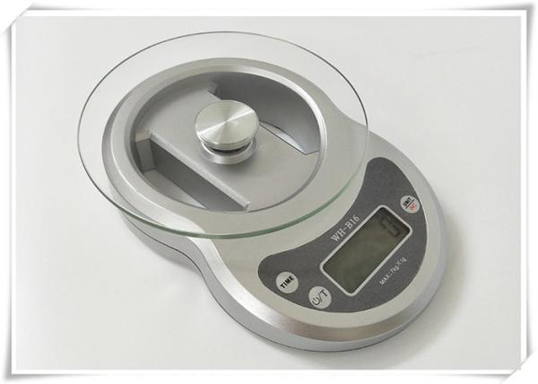 Timer Function Kitchen Weight Scale , Tempered Glass Platform Portable Food Scale