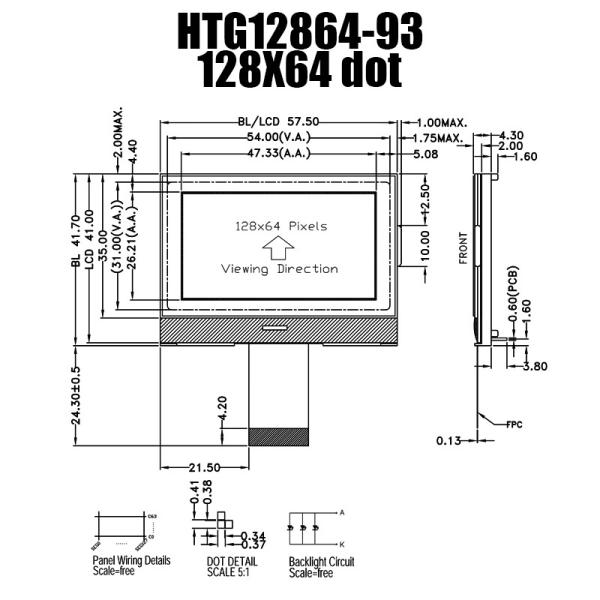 módulo da exposição gráfica do LCD do cinza 128X64 com o luminoso lateral branco HTG12864-93