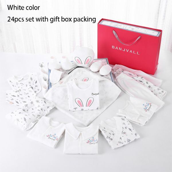 Wholesale newborn babies gift box pure cotton clothing 24pcs Layette sets casual baby clothes set for four seasons