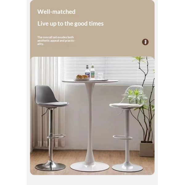 Modern Simple Metal Tulip Trumpet Round Coffee Table Leisure High-legged Side Table for Home Dining Room Negotiation Meetings